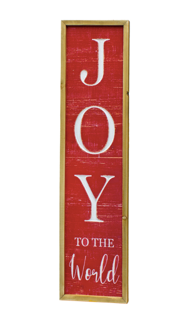 Red Joy to the World Sign - 32 x 7.9 x 1 in
