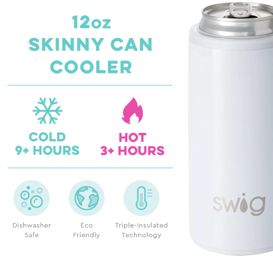 Swig Diamond White Skinny Can Cooler (12oz)