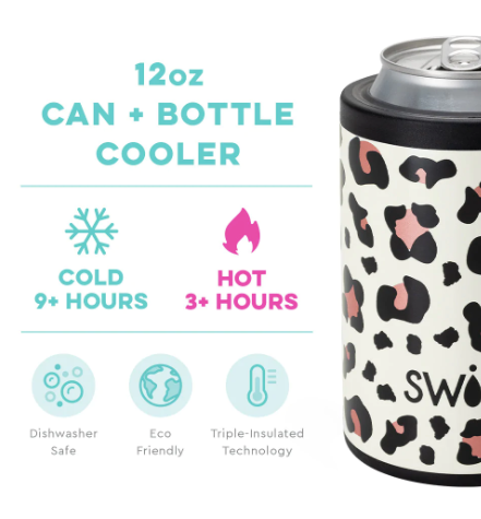 Swig Luxy Leopard Bottle and Can Can Cooler (12oz)