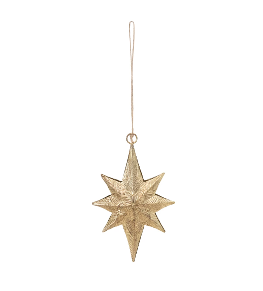 6" Embossed Metal Two-Sided Star Ornament