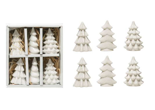 White 2.5" Stoneware Trees