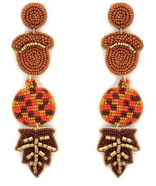 Acorn and Leaf Seed Bead Earrings