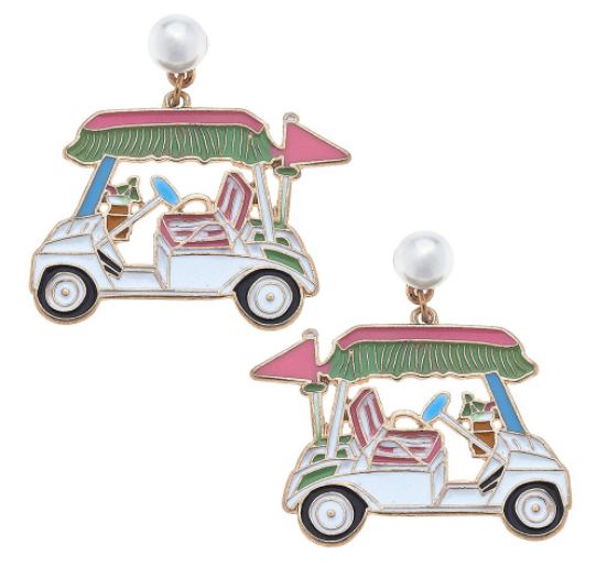 Bella Enamel Golf Cart Earrings