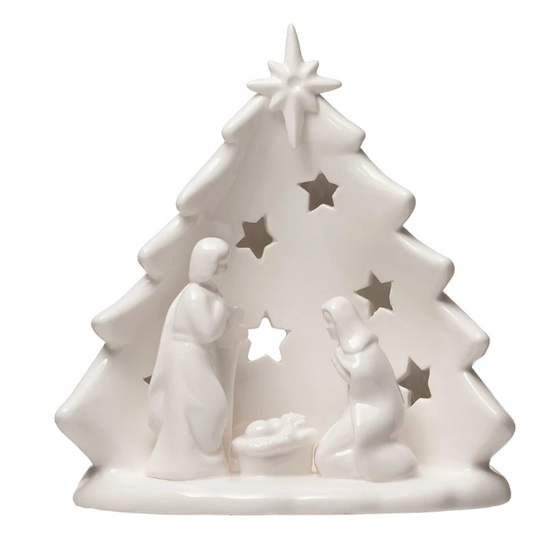 Stoneware Nativity with Cutouts