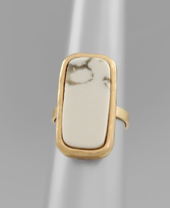 Rounded Stone Rectangle Ring