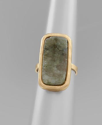 Rounded Stone Rectangle Ring