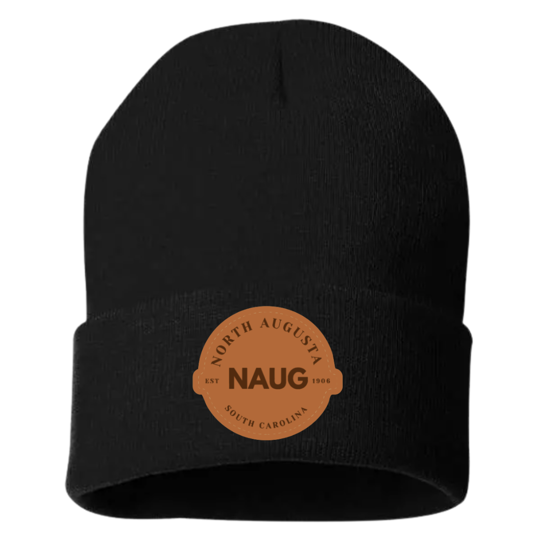 NAUG Leather Patch Beanie for North Augusta South Carolina