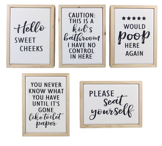 Wood Tabletop/Wall Bathroom Humor Sign