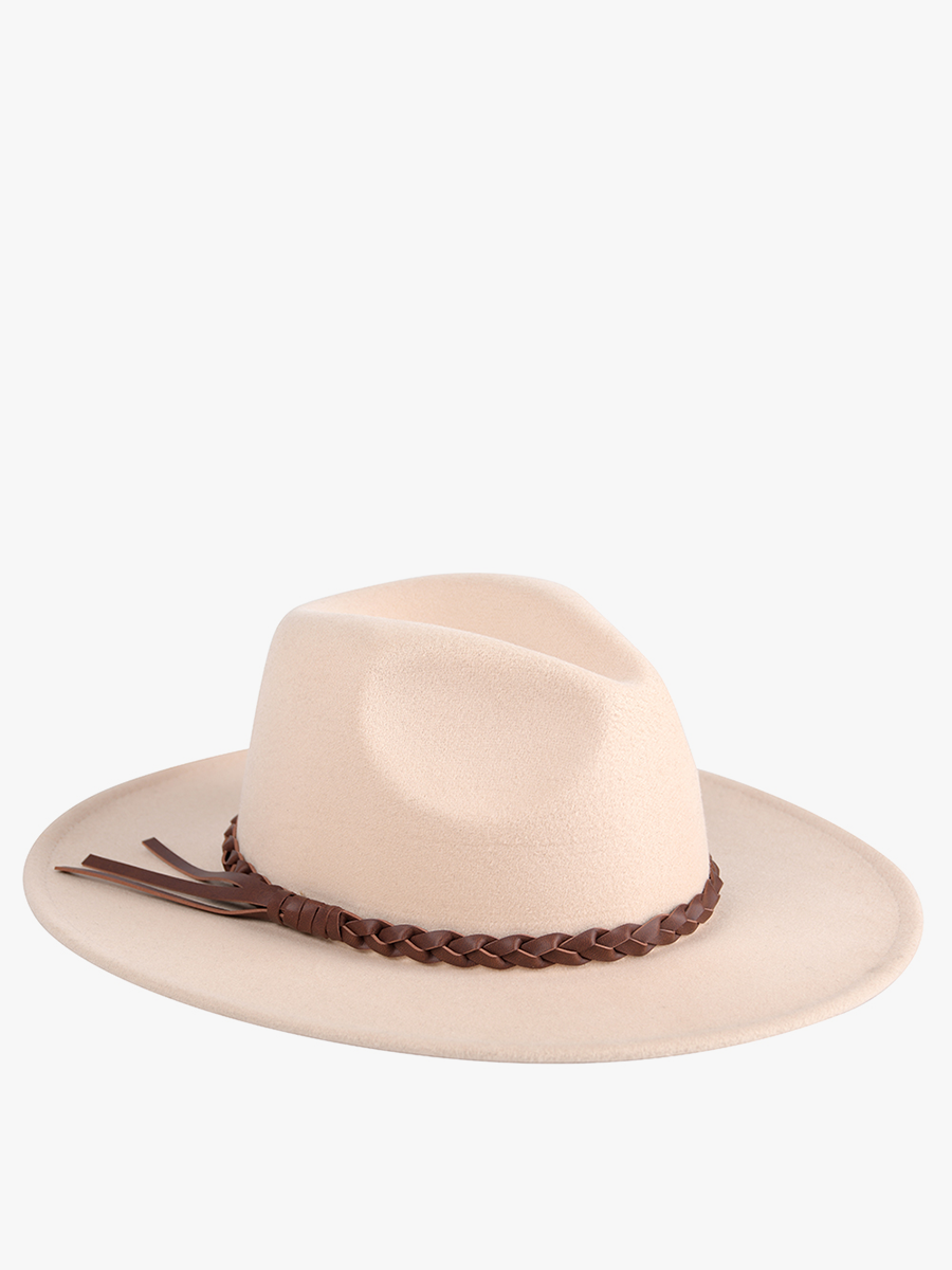 Debbie Braided Trim Wide Brim Fedora