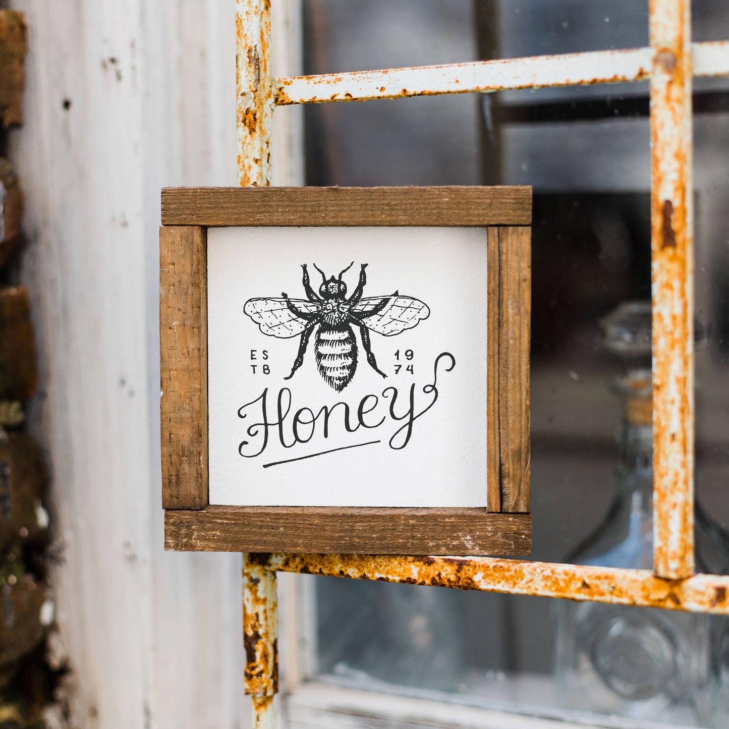 Honey Bee Wooden Framed Sign