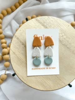 Abbey Dangles | Honey + Turquoise | Clay Earrings