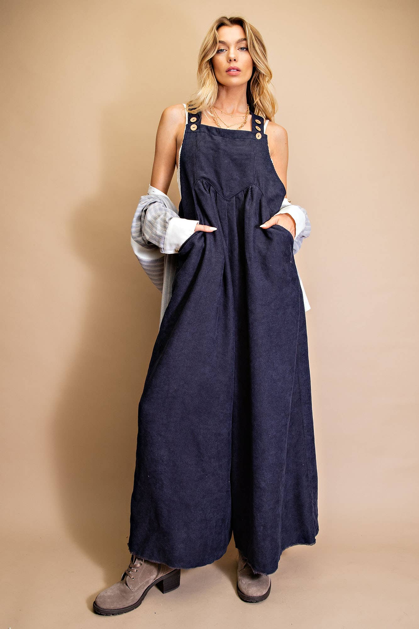 FINAL SALE Winning for Us All Corduroy Pleated Overall