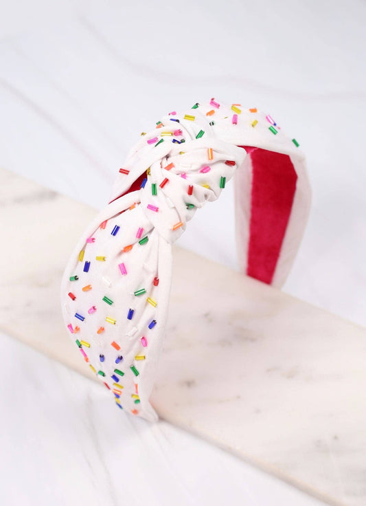 White Randall Confetti Bead Headband