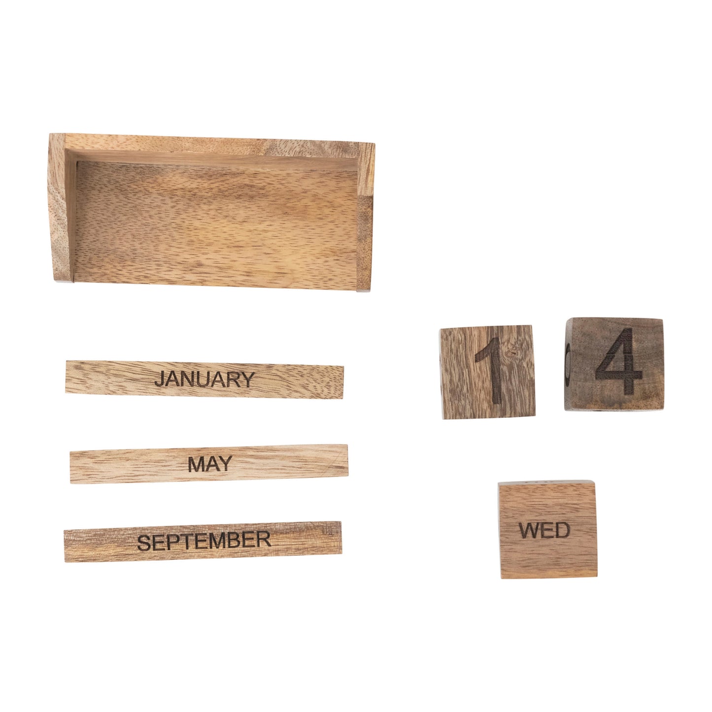 Mango Wood Perpetual Calendar, Set of 7