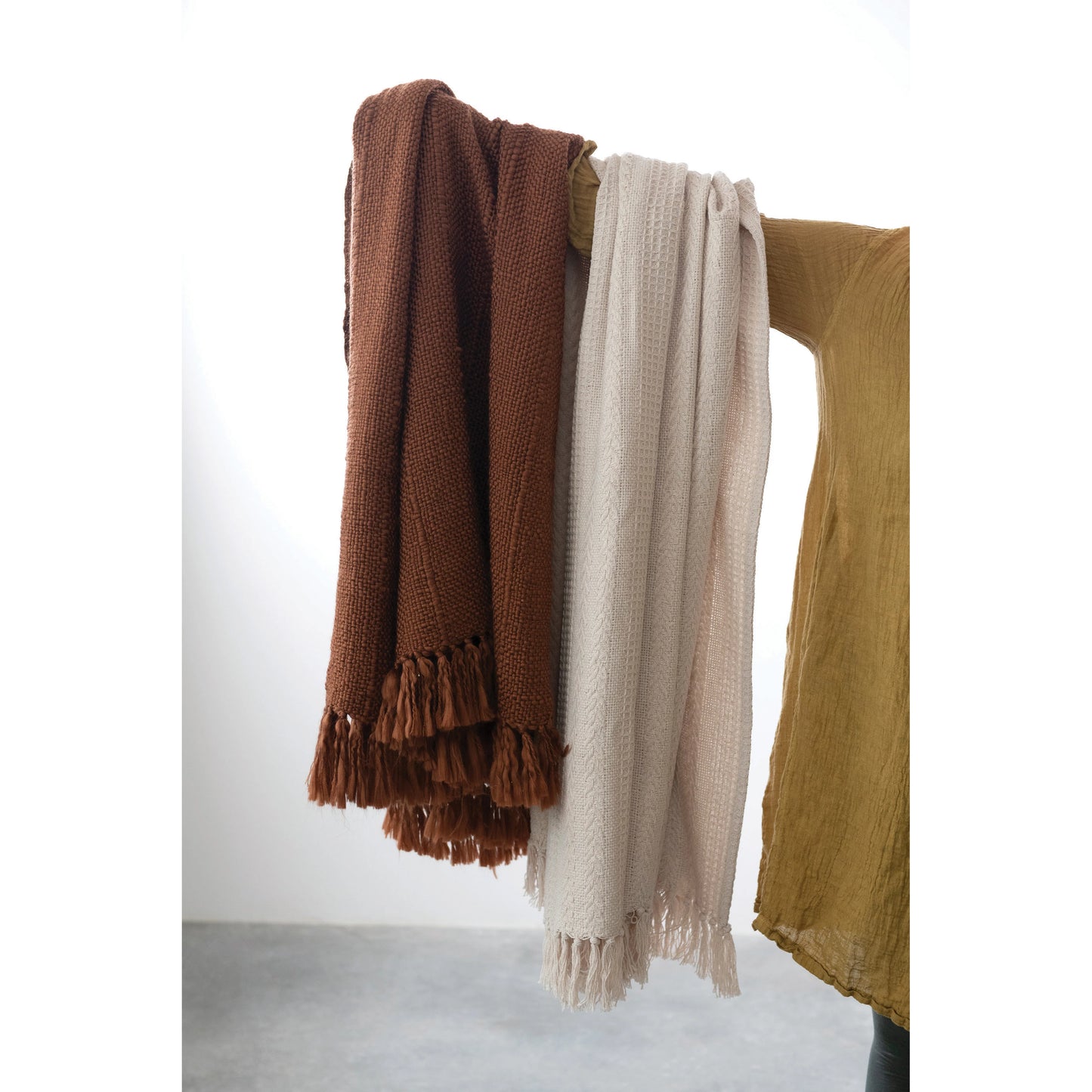 Woven Recycled Cotton Throw with Fringe