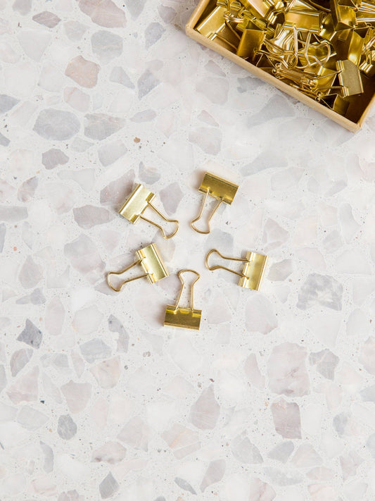 Gold Mini Binder Clips- Set of 40
