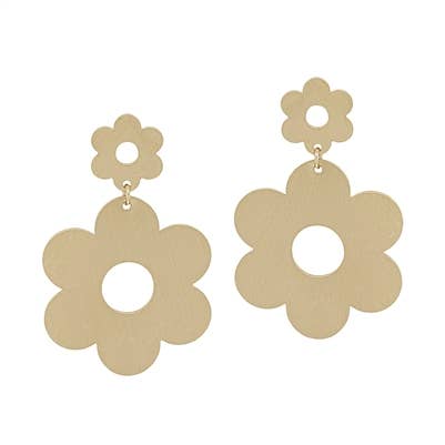 Tiffany Two Tiered Matte Metal Flower Earrings