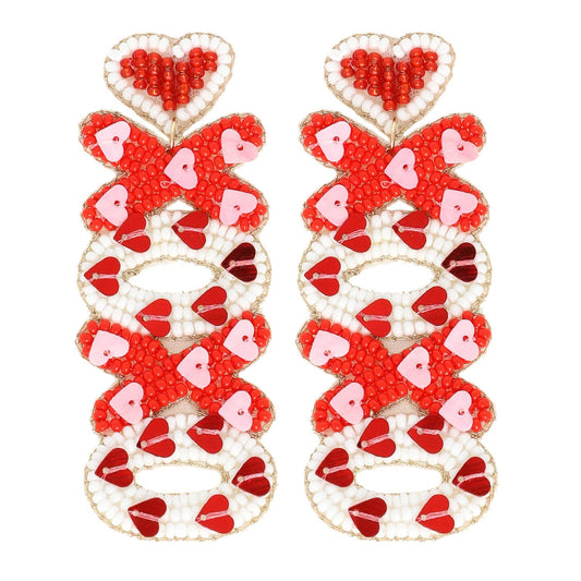 XOXO Beaded Embroidery Valentine Letter Earrings