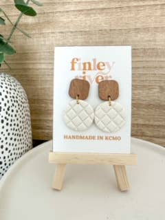 Amelia | Wood Top | Cream | Clay Earrings