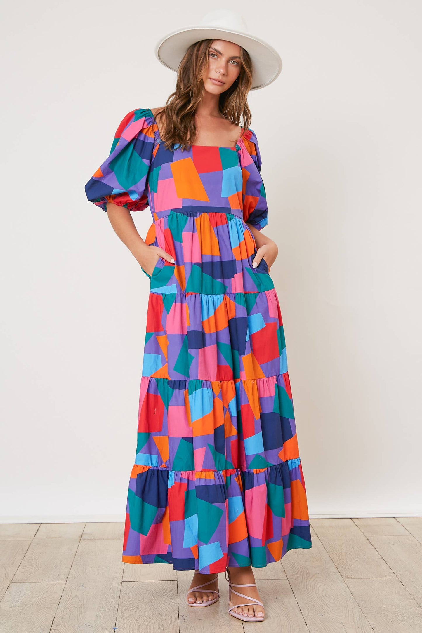 FINAL SALE Brighter Days Multicolor Geo Print Tiered Maxi Dress