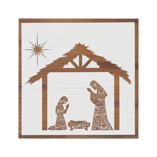 Wood Nativity Sign