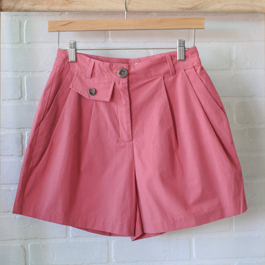 On Point Pocket Pleated Shorts in Rose