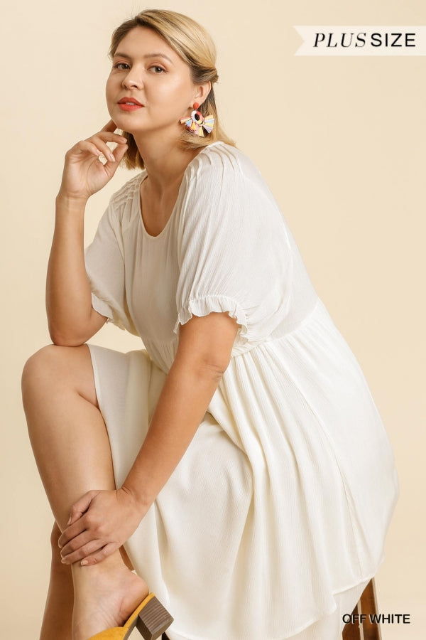 FINAL SALE Layered Off White Ruffled Dress in Curvy