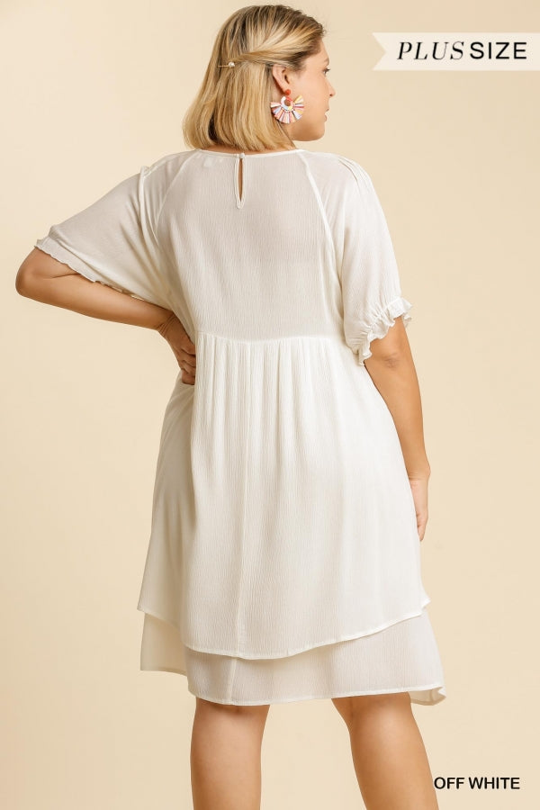 FINAL SALE Layered Off White Ruffled Dress in Curvy